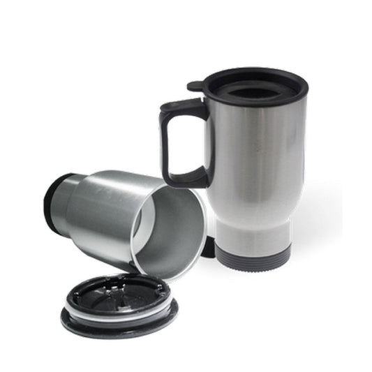 Taza para viaje plata en acero inoxidable 14oz ztsprinters.com