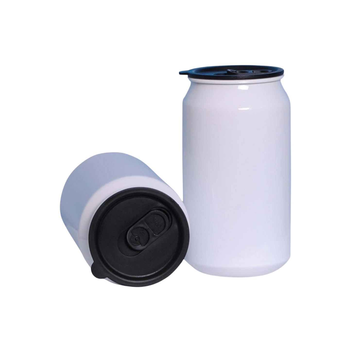 Lata blanca de aluminio de 12 oz con tapa de plástico