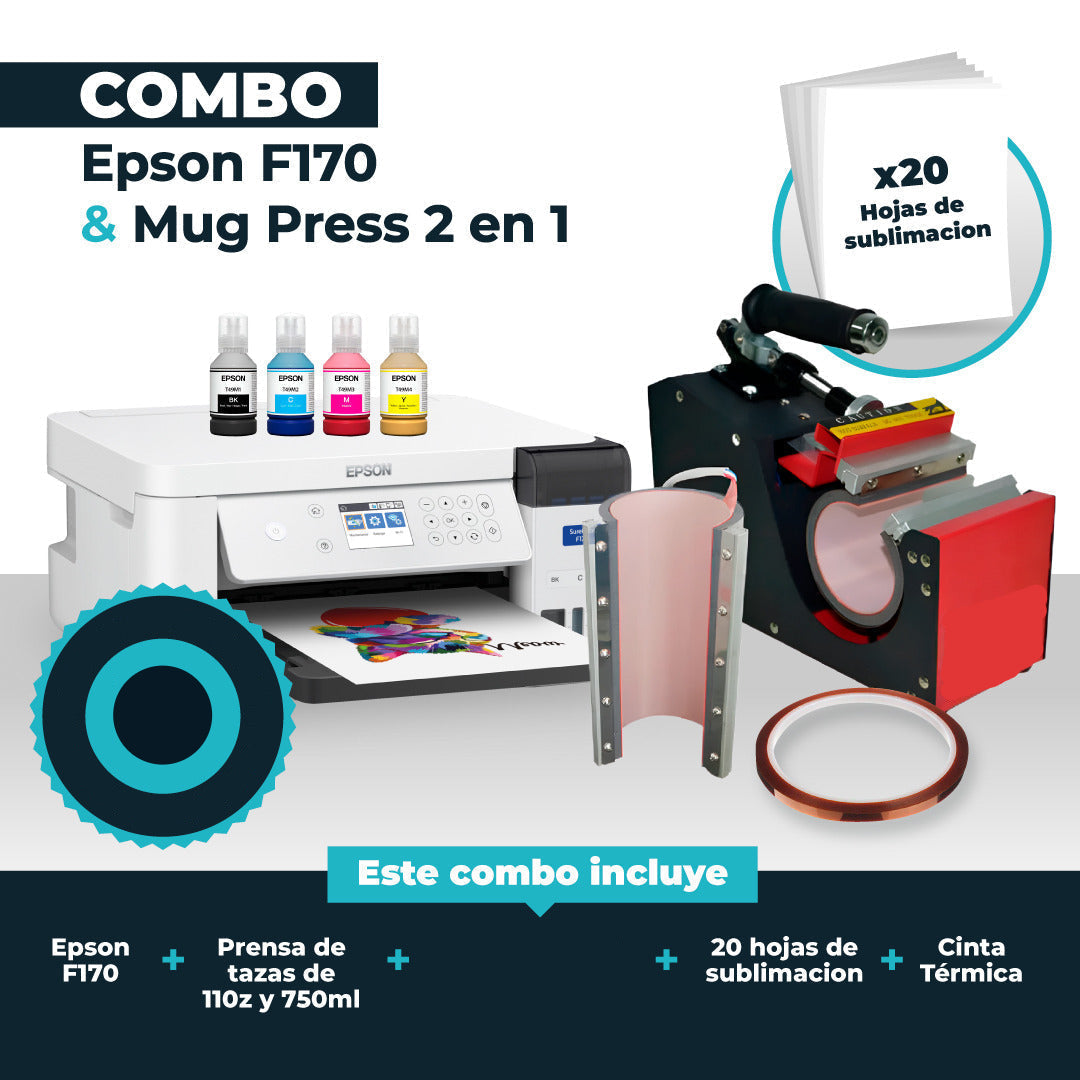 Impresora F170 y Prensa para tazas 2 en (Combo)