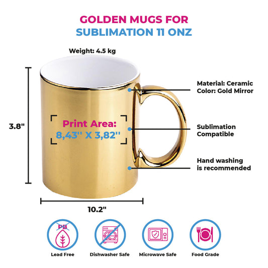Taza 11 oz Espejo dorada