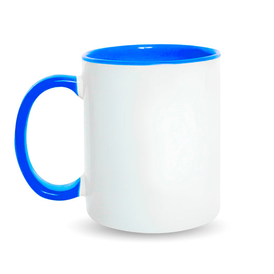 Taza 11 oz blanca de color interno azul claro