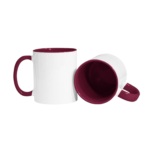 Taza 11 oz blanca de color interno y asa vino