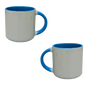 Taza 13 oz round blanca de color interno y asa azul claro