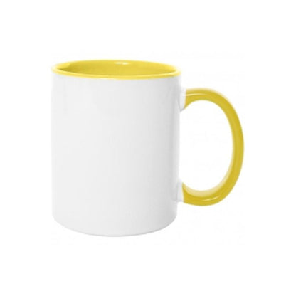 Taza 11oz con oreja de color e interior amarillo ztsprinters.com 