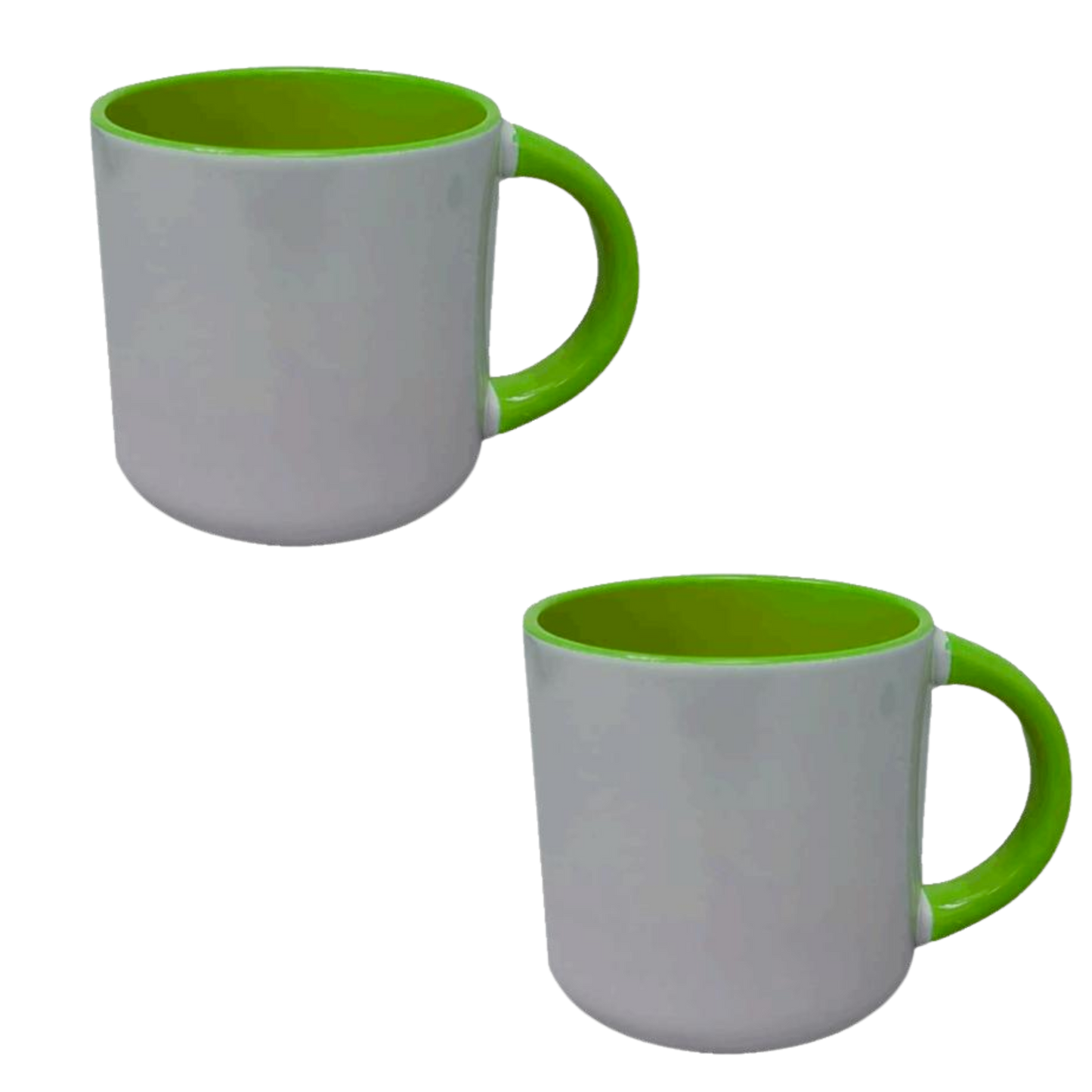Taza 13 oz round blanca color interno y asa verde claro