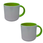 Taza 13 oz round blanca color interno y asa verde claro