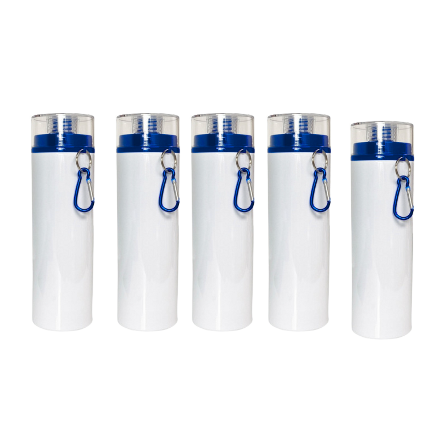 Botella deportiva 750 ml blanca con tapa de rosca color azul
