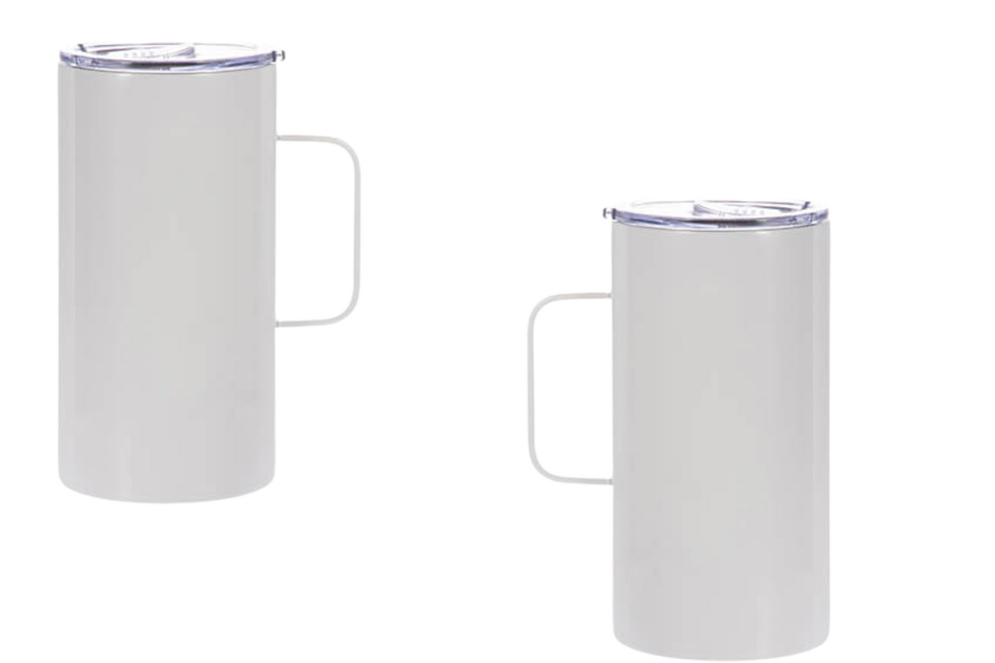 Taza 600 ml de metal blanca con manga (20oz)