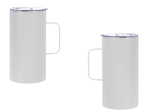 Taza 600 ml de metal blanca con manga (20oz)