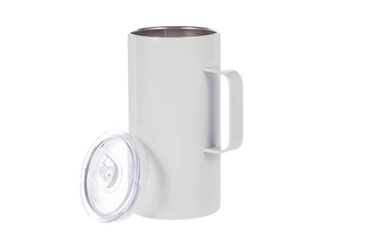 Taza 600 ml de metal blanca con manga (20oz)