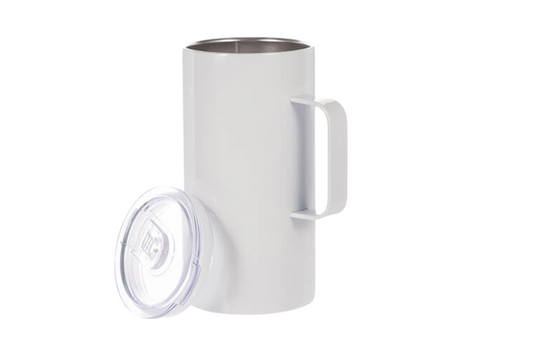 Taza 600 ml de metal blanca con manga (20oz)