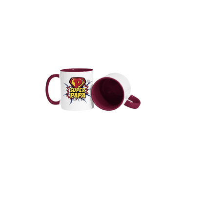 Taza 11 oz blanca de color interno y asa vino
