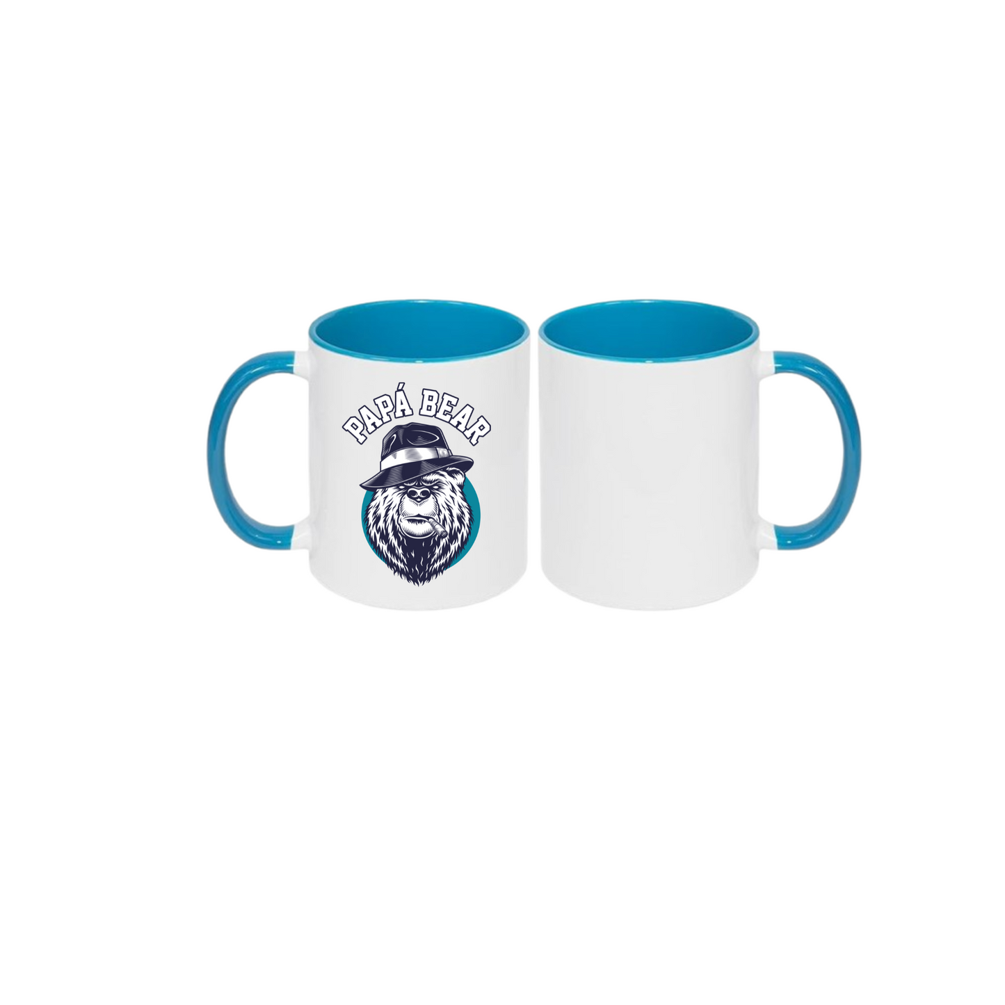 Taza 11 oz blanca de color interno azul claro