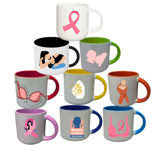 Taza 13 oz round blanca color interno y asa verde claro