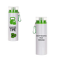 Botella deportiva 750 ml blanca con tapa de rosca color verde