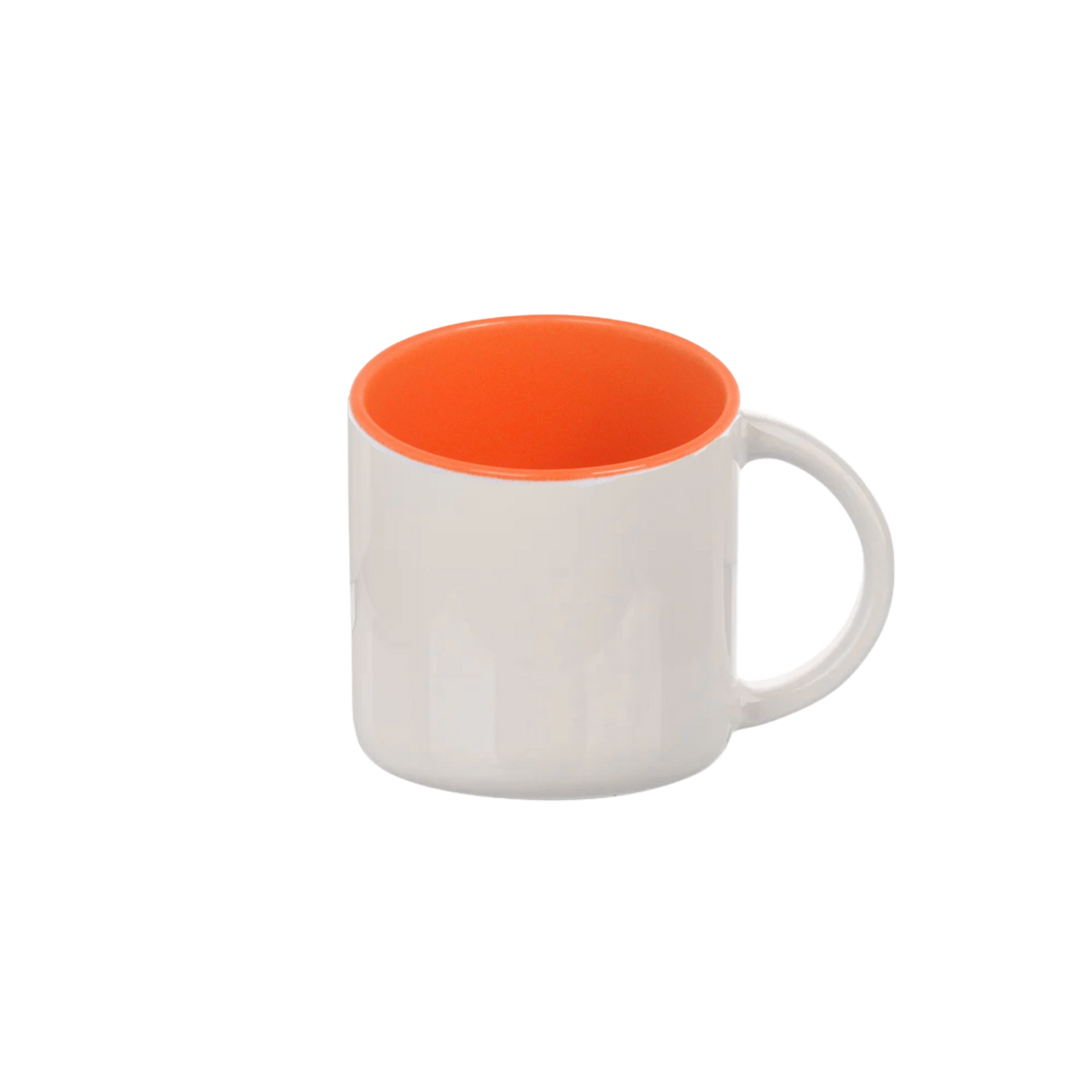 Taza 13 oz round blanca color interno y asa Orange