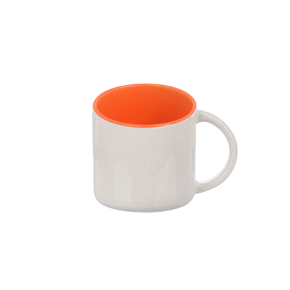 Taza 13 oz round blanca color interno y asa Orange