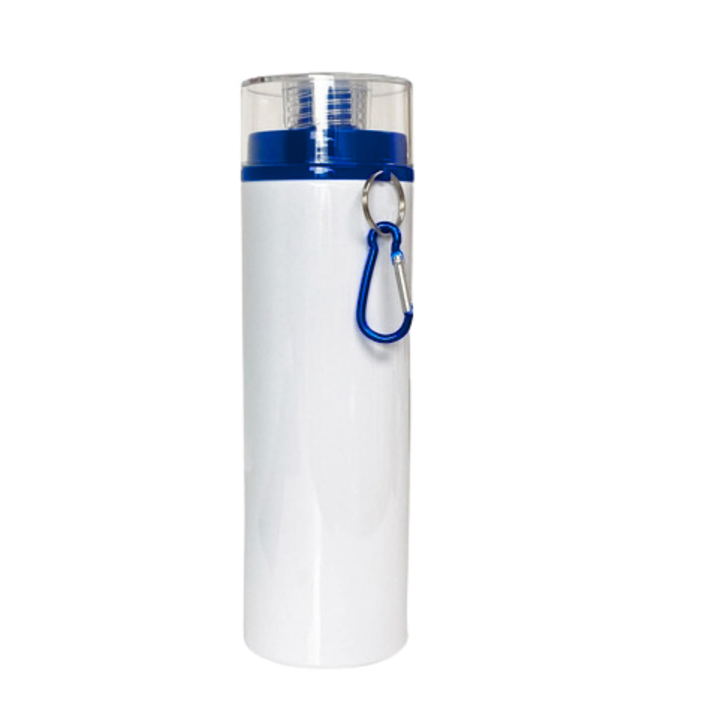 Botella deportiva 750 ml blanca con tapa de rosca color azul