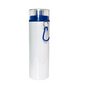 Botella deportiva 750 ml blanca con tapa de rosca color azul