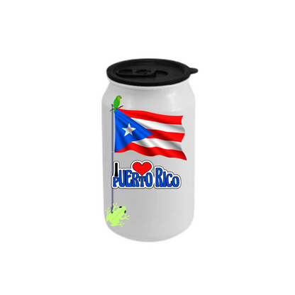 Lata blanca de aluminio de 12 oz con tapa de plástico