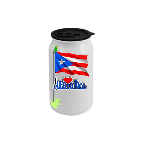 Lata blanca de aluminio de 12 oz con tapa de plástico