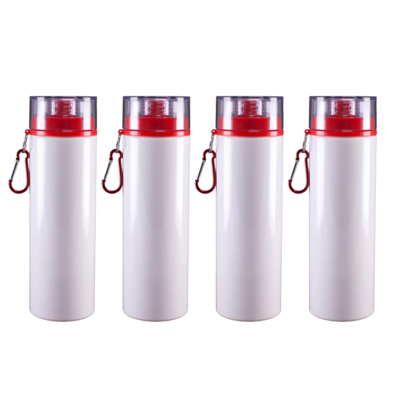 Botella deportiva 750 ml blanca con tapa de rosca color rojas