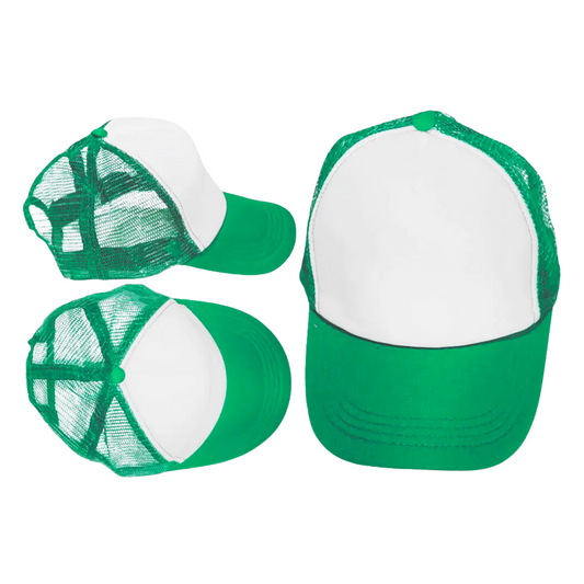 Gorra de malla blanca verde monte para sublimar o DTF