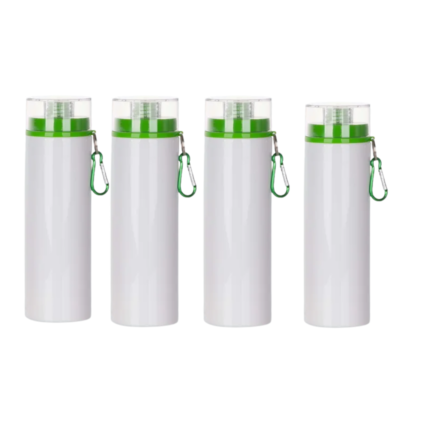 Botella deportiva 750 ml blanca con tapa de rosca color verde