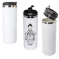 Vaso de acero 400 ml silver o blanco tapa negra