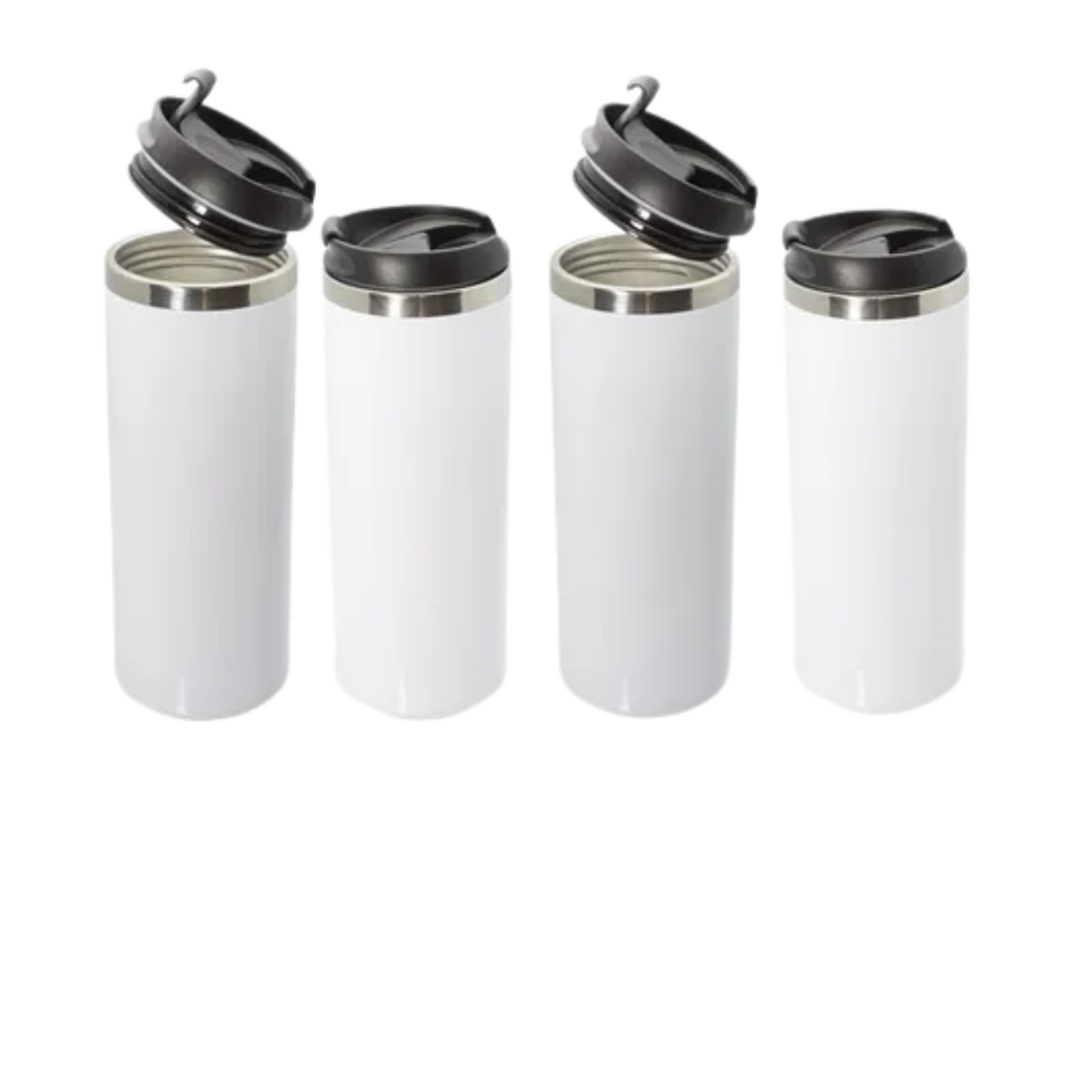 Vaso de acero 400 ml silver o blanco tapa negra