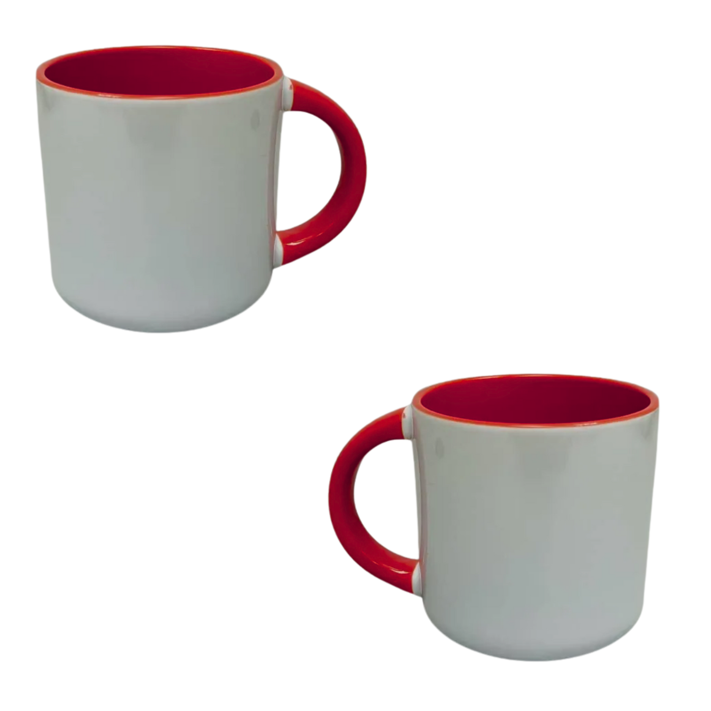Taza 13 oz round blanca color interno y asa roja