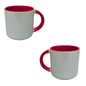Taza 13 oz round blanca color interno y asa roja