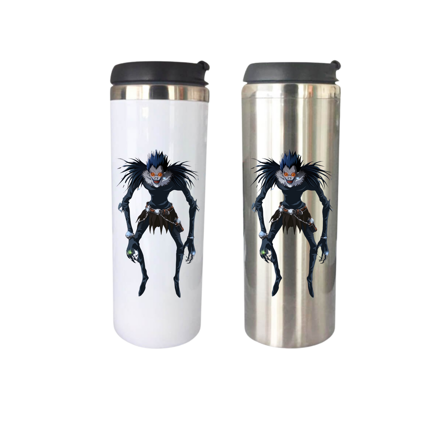 Vaso de acero 400 ml silver o blanco tapa negra