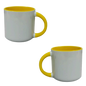 Taza 13 oz round blanca color interno y asa amarilla