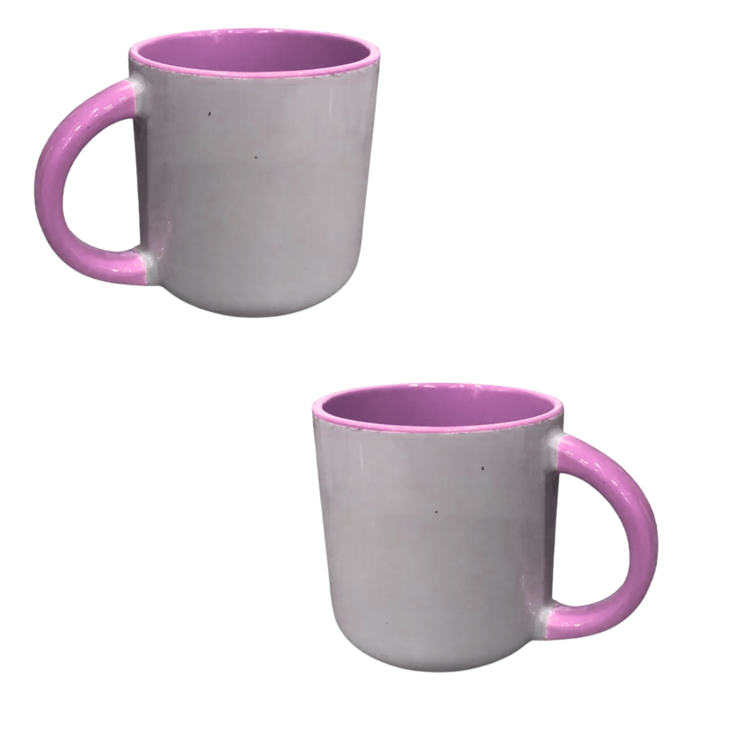 Taza 13 oz round blanca color interno y asa rosado