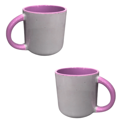 Taza 13 oz round blanca color interno y asa rosado