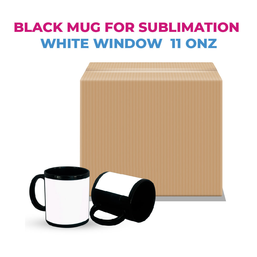 Taza 11 oz negra con ventana blanca