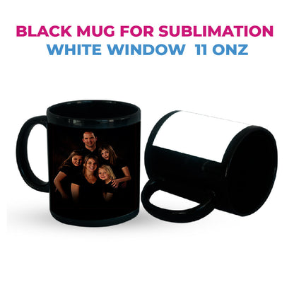 Taza 11 oz negra con ventana blanca