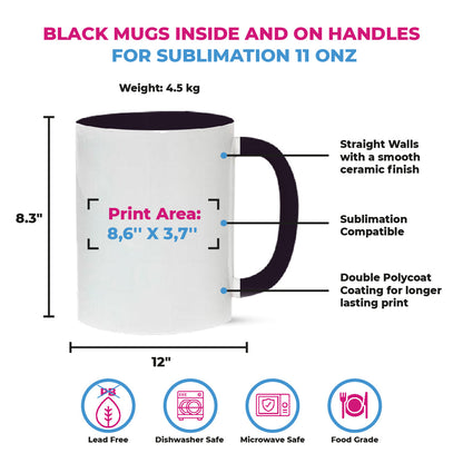 Taza 11 oz blanca de color interno y asa negro