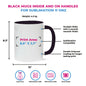 Taza 11 oz blanca de color interno y asa negro