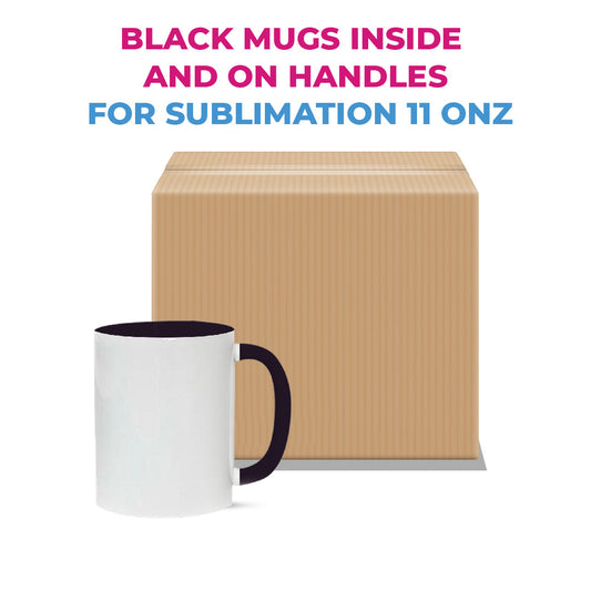 Taza 11 oz blanca de color interno y asa negro