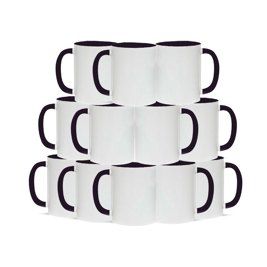 Taza 11 oz blanca de color interno y asa negro