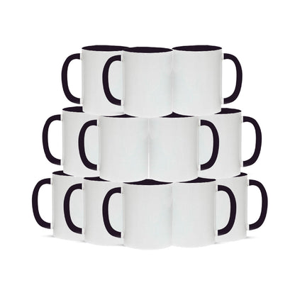 Taza 11 oz blanca de color interno y asa negro