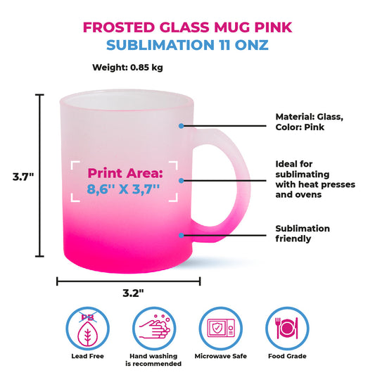 Taza Frosted  11 oz con degrado rosa