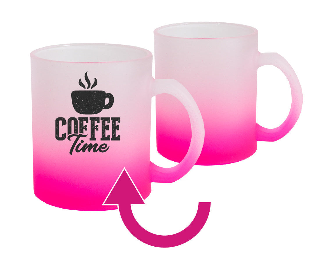 Taza Frosted  11 oz con degrado rosa
