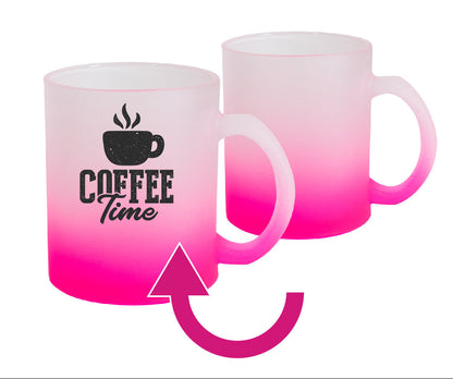 Taza Frosted  11 oz con degrado rosa