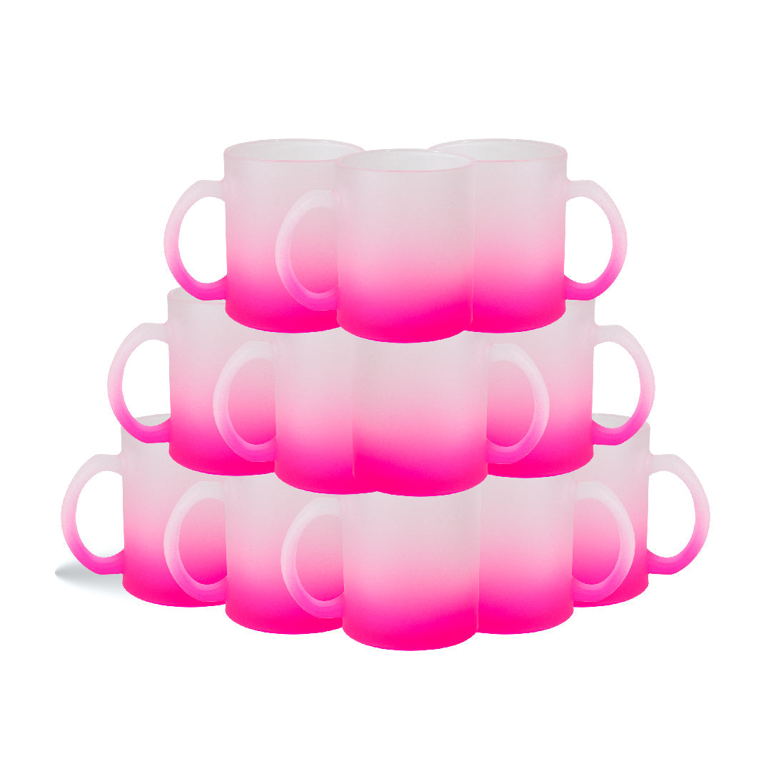 Taza Frosted  11 oz con degrado rosa