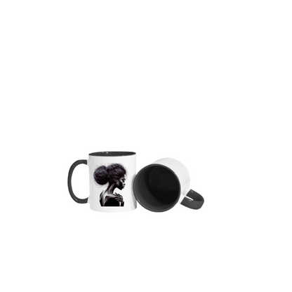 Taza 11 oz blanca de color interno y asa negro