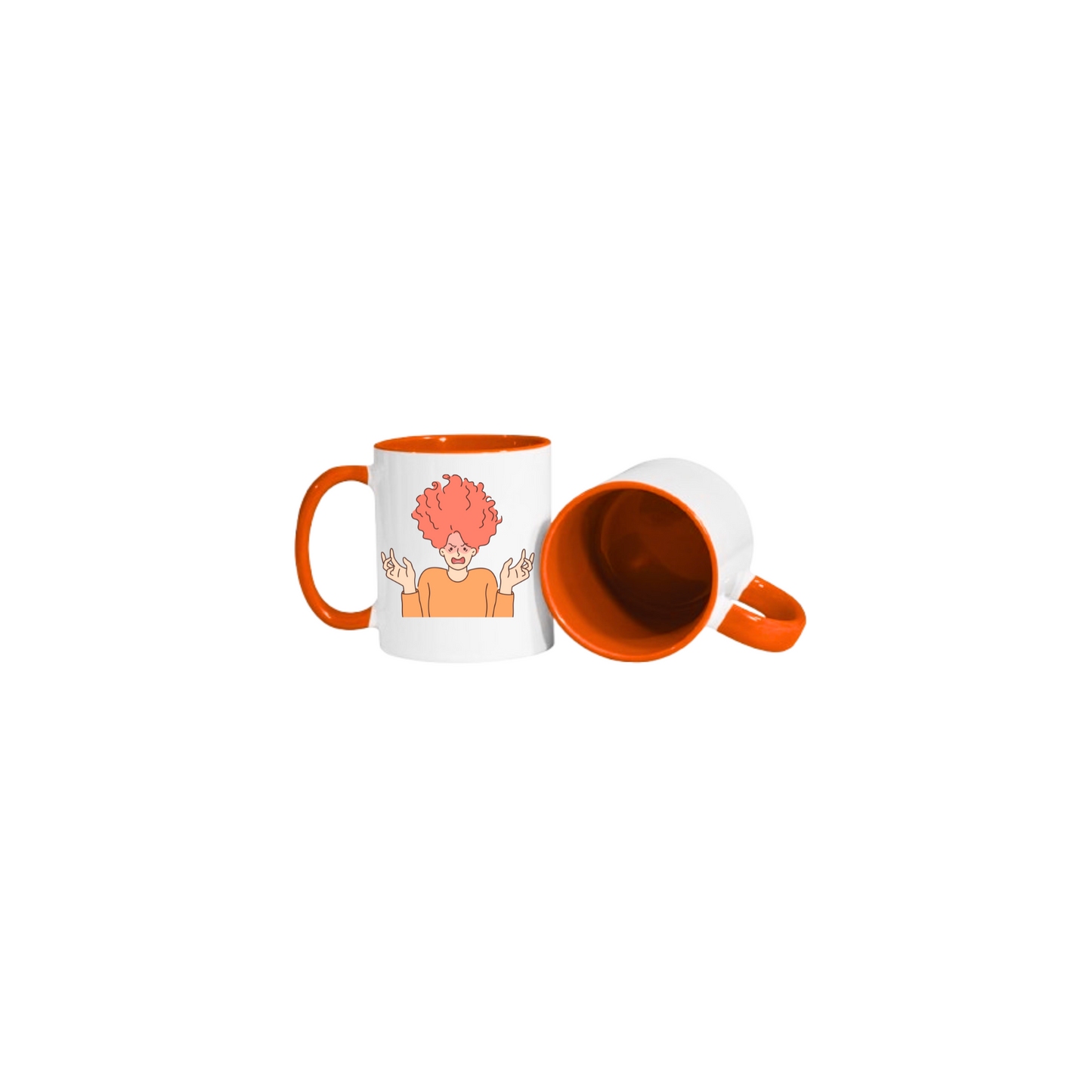 Taza 11 oz blanca de color interno y asa naranja