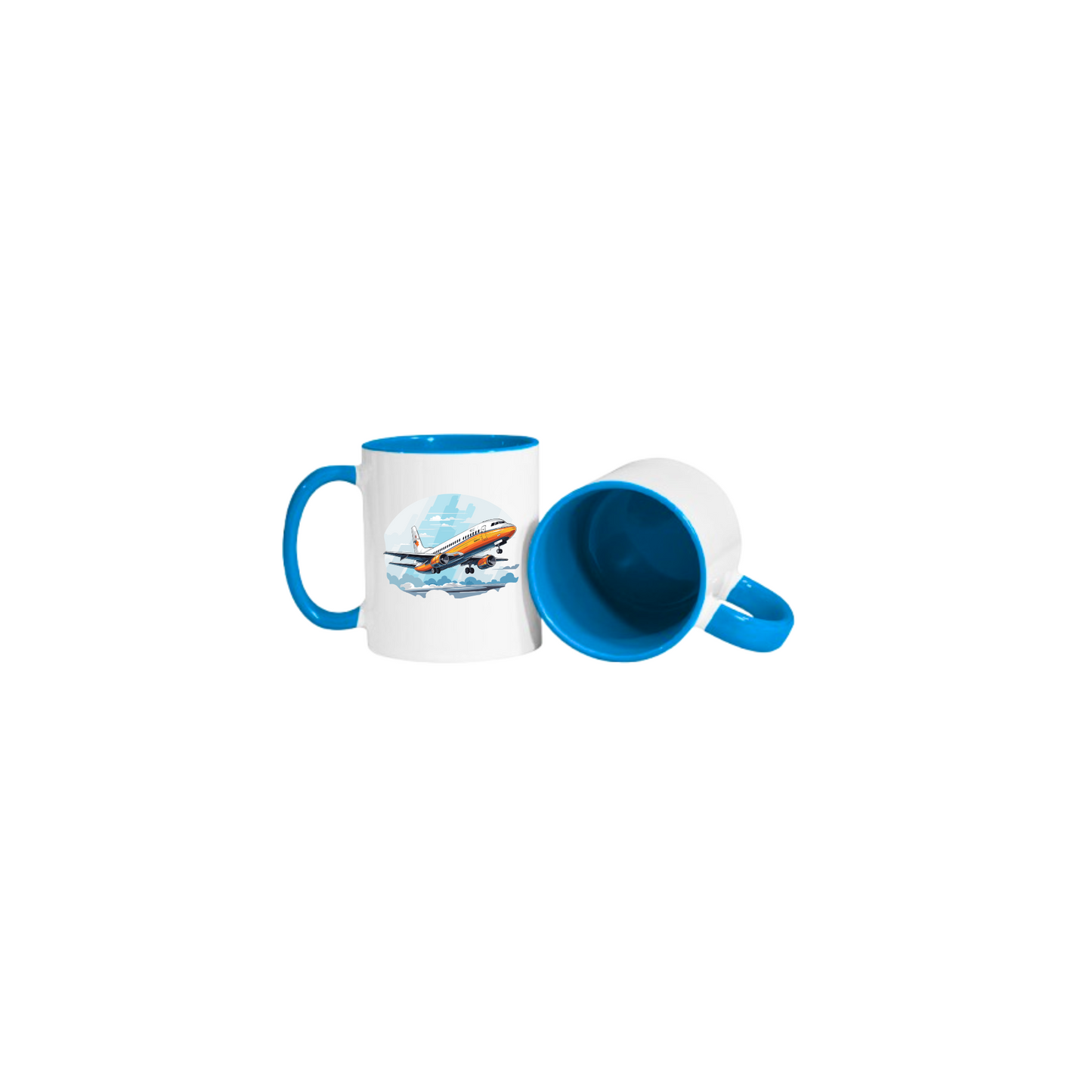 Taza 11 oz blanca de color interno azul claro